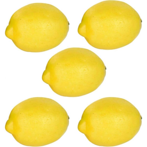 Kunstige frugter til dekoration, falsk gul citron, simulering af frugter og grøntsager, indretning til hjemmet og køkkenet kunstig lime X5pcs-phwj