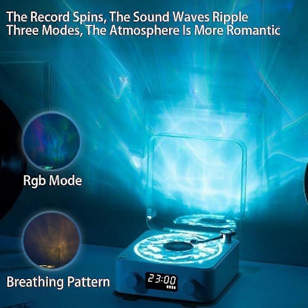 The Waves Vinyylisoitin, 2024 Uusi Bluetooth Vinyylilevysoitin Waves, Neljä tilaa - CNJR valkoinen