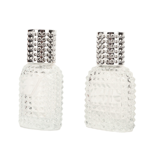 2 stk parfume sprayflaske tyk glasriste mønster gennemsigtig genopfyldelig tom flaske 30 ml