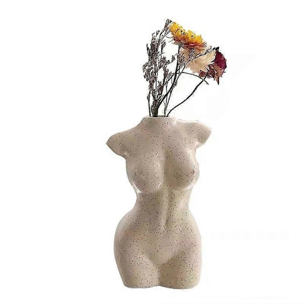 1 stk. Kroppsvase, Boho Vaser for Blomster, Kroppsblomstervase, Chic Vase, Boho Hjemmeaksenter, Kvinneform Vase med Dreneringshull, håndverksornamenter (fl