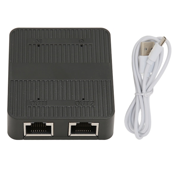 Ethernet-splitter RJ45 1 inn 2 ut 1000 Mbps USB C strømforsyning sikker stabil signal LAN-splitter med USB-kabel for bryter TV PC
