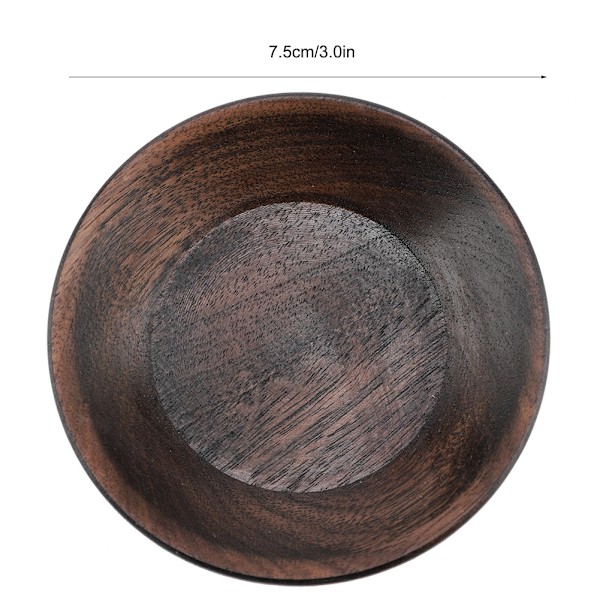 Solid mörk träfruktbricka rund matserveringsbricka te dessert tårta tallrik (7,5 cm)