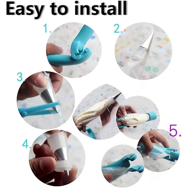 Kakedekorasjonspennsett - DIY Pastry Icing Piping Set (2 stk, Blå)