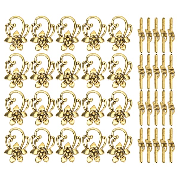 20 sett armbåndslås gull retro legering blomsterform OT spenne smykketilbehør