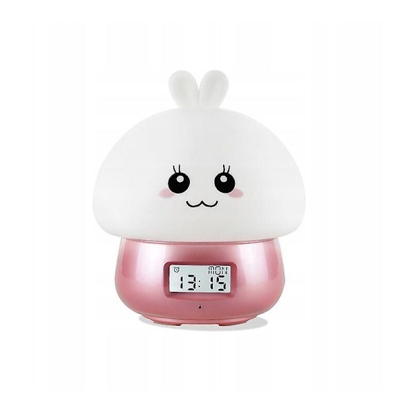 Baby natlampe vækkeur sengelampe USB vækkeur silikone klap lys pink
