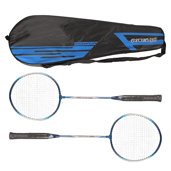 REGAIL 2 st badmintonracket i järnlegering, 2-spelar badmintonracketset för barn och vuxna, blå