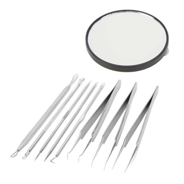 Finnar Nålar Set Svart 10X Förstoring Spegel Spisspets Pormaskar Remover Tools