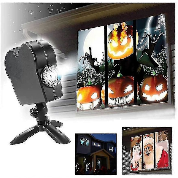 Holografinen projektori ikkunaprojektori Halloweeniin ja jouluun - LED-holografinen projisointilamppu
