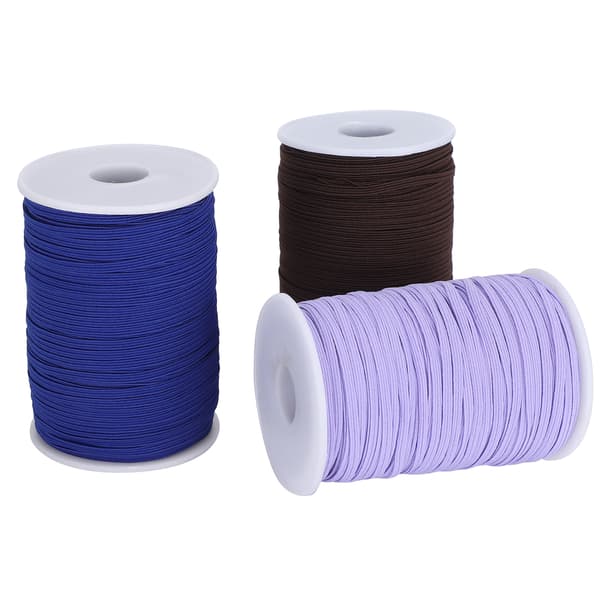 Elastisk bånd flat sytråd snor DIY erme maske laging høy elastisk 100 yard rull (blå brun lilla)