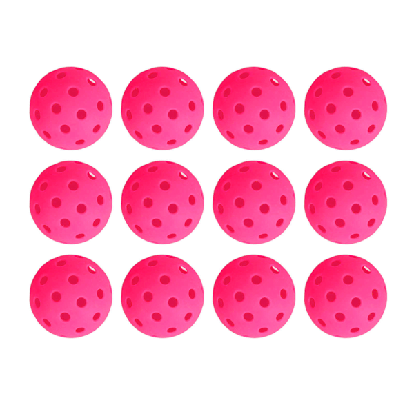 12 stk. 74 mm 40 hull pickleballer PE plast høy elastisitet pickleball utendørs hullballer rosa