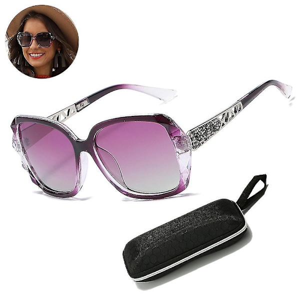 Polarized Square Sunglasses with Shiny Frame and Glasses Case