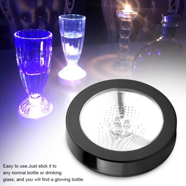 Cup Wine Bottle Coaster med skiftende LED-lys Sort Shell Hvidt lys Intet batteri inkluderet