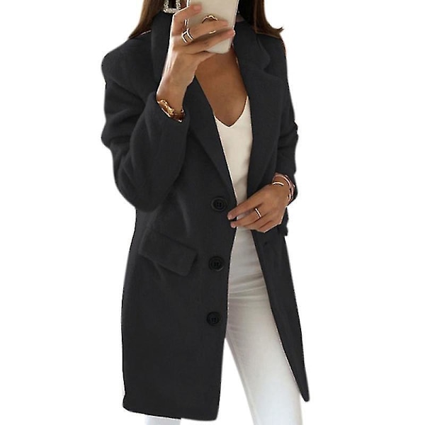 Mysig Svart Teddybjörn Fleece Lång Vinter Trenchcoat Dam 4XL