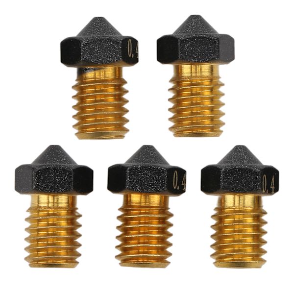 5 st 3D-skrivarmunstycke 0,4 mm mässing PTFE-beläggning extruder varm ände munstycke för 1,75 mm filament 3D-skrivarmunstycke