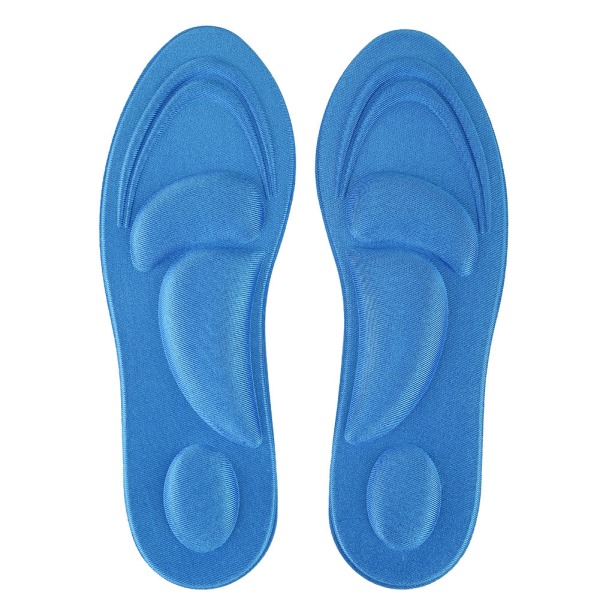 Ortotiske indlægssåler til flade fødder med buestøtte, memory foam, skoindlæg, lyseblå til kvinder
