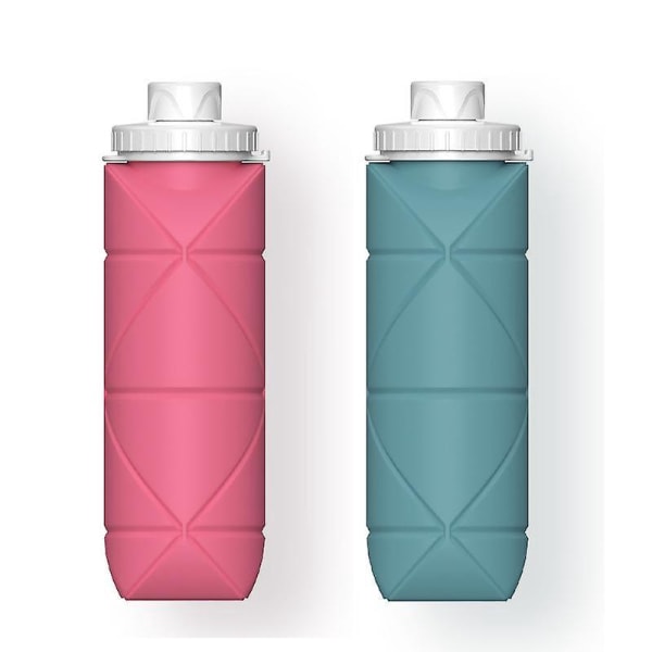 2-pak genanvendelige BPA-fri silikone sammenklappelige vandflasker til fitness, camping, vandreture og sport