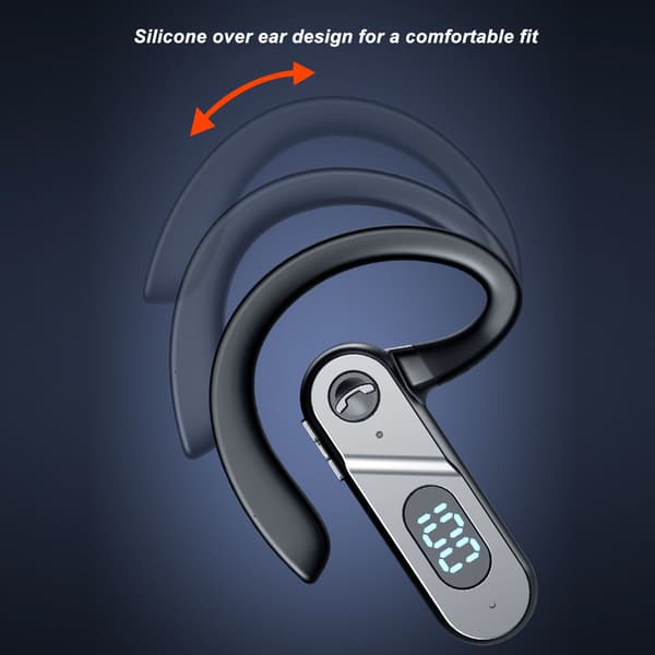 Bluetooth 5.2 Headset Ørekrog Design LED Digital Display Bluetooth Trådløse Øretelefoner til Forretningskørsel og Rejser