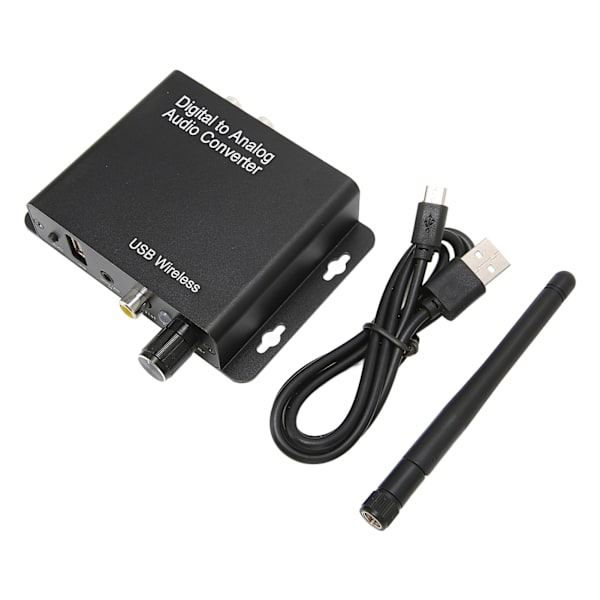 Digital til analog lydkonverterer høyt integrert DC5V2A stereo Bluetooth lydkonverterer for hjemmekino svart