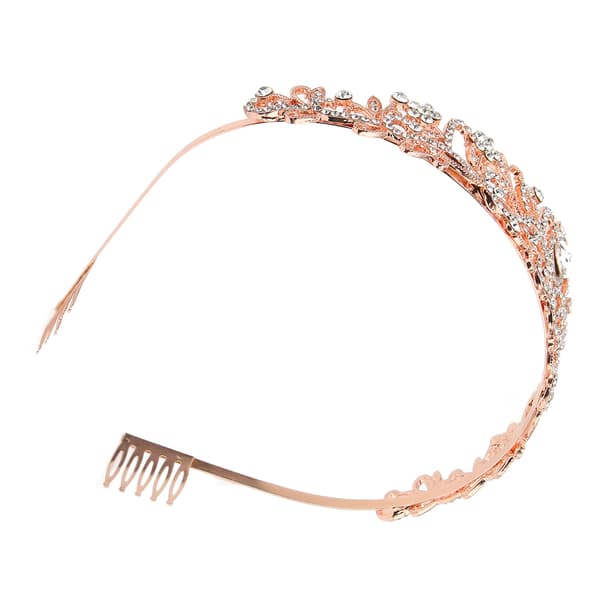 Brudekrone Rhinestone Elegant Glimrende Bryllupsprinsessekrone til Halloween Rosaguld