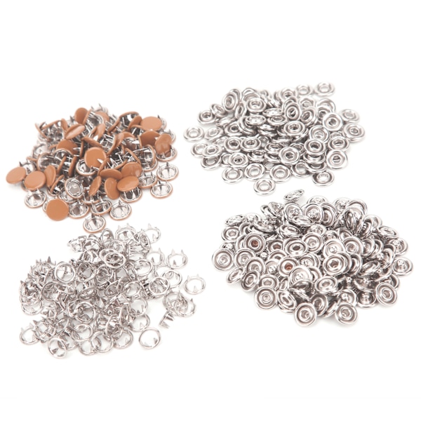 100 set tryckknappar färgglada mässing klor press stud sömnadsfästen med installationsverktyg Crimson