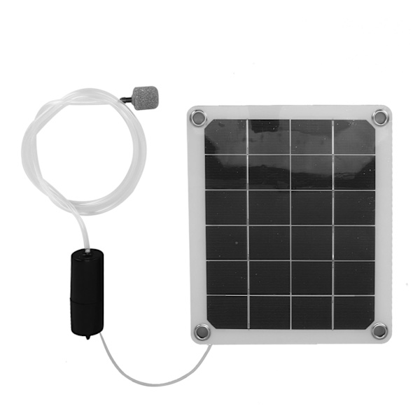Solcelledrevet damlufter - Vanntett 20W lydløs solcelledrevet akvarieluftpumpe med luftboblesteiner for fiskedam