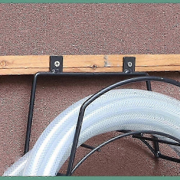 Have Slangeholder - Kraftig Metal Slangeophæng Vægmontering Vandslangeholder til Udendørs Have, Holdbare Slangekroge Ideelle til Slangeopbevaring (Sort)