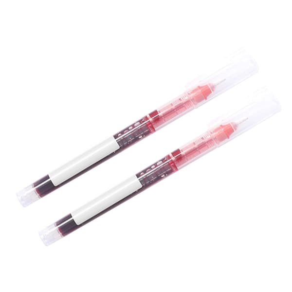 2 stk. Rollerball Pen 0,5 mm Fin Spids Hurtigtørrende Rullende Kugle Flydende Blækpen til Studerende Rød