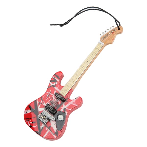 Gitarrmodell Fina Detaljer Rött Träkorn Lind Miniatyrgitarr för Vitrindekoration Present