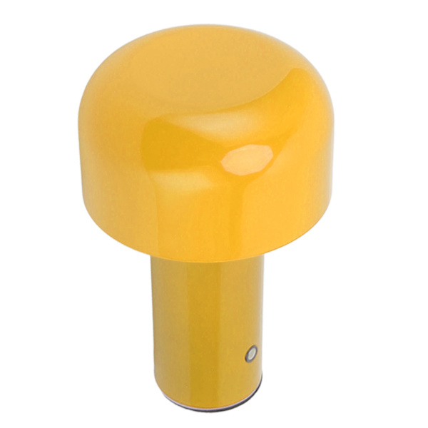 LED-skrivbordslampa, svampdesign, USB-laddning, 3 färgtemperaturer, touch-bordlampa för restaurang, studie, guldgul