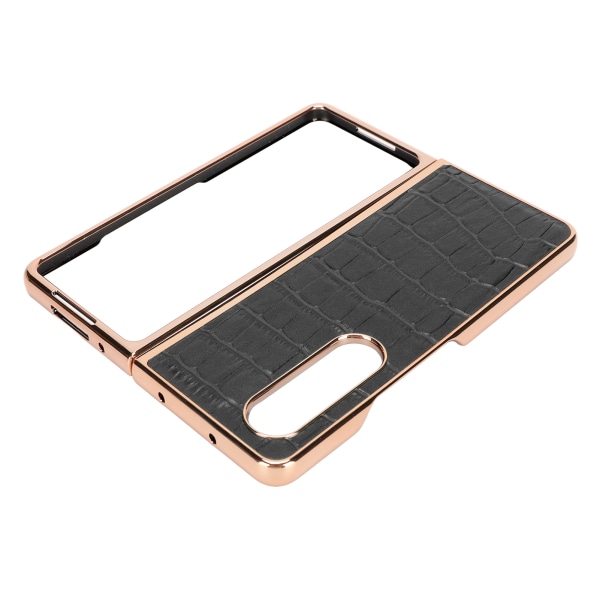 Phone case Cover för Samsung Galaxy Z Fold 4 Nanoplätering Krokodilmönster äkta läder Repsäkert Svart