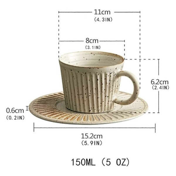 Kaffekrus Kaffekopp Husholdnings Steintøy Stripet Kaffekopp Med Skål Tekopp, Fancy Tekopper, Blomst Tekopp, Tesett