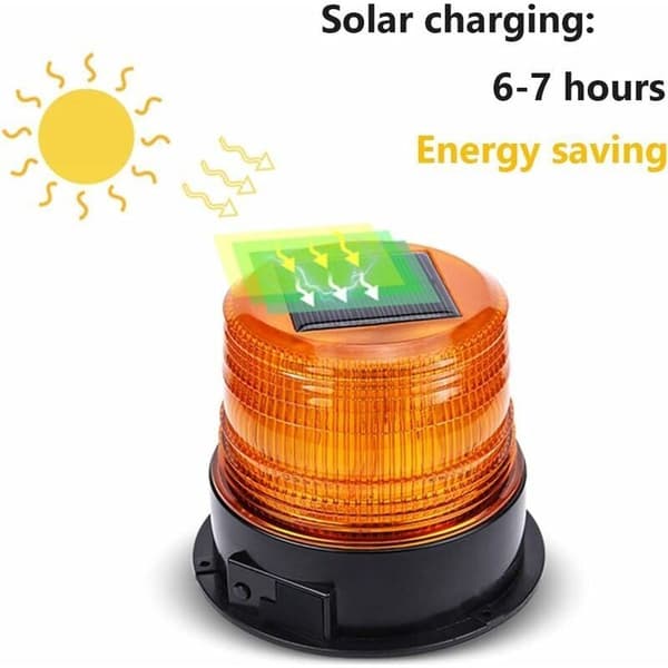 Choyclit – 12V Solar LED Advarselslys – Superklart Trådløst Roterende Blinklys – Integreret Solpanel – Vandtæt og Holdbart