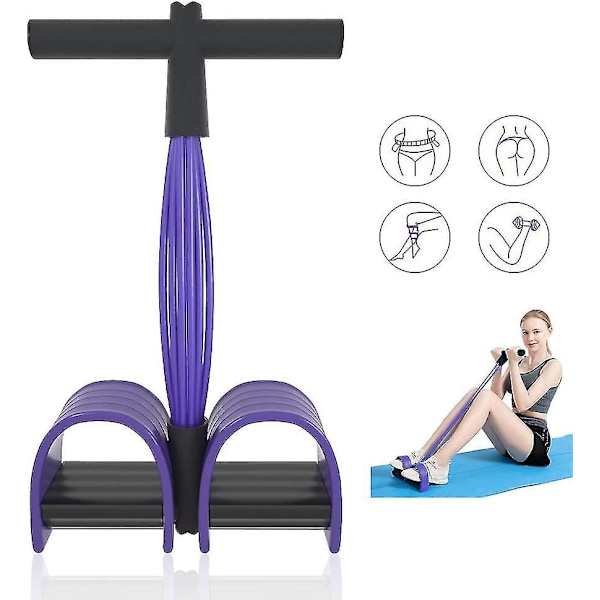 Multifunksjonelle Bånd Oppgradert 6 Rør Elastisk Trening Med Pedaler Håndtak Latex Strikk Tau Motstandsutstyr (lilla)
