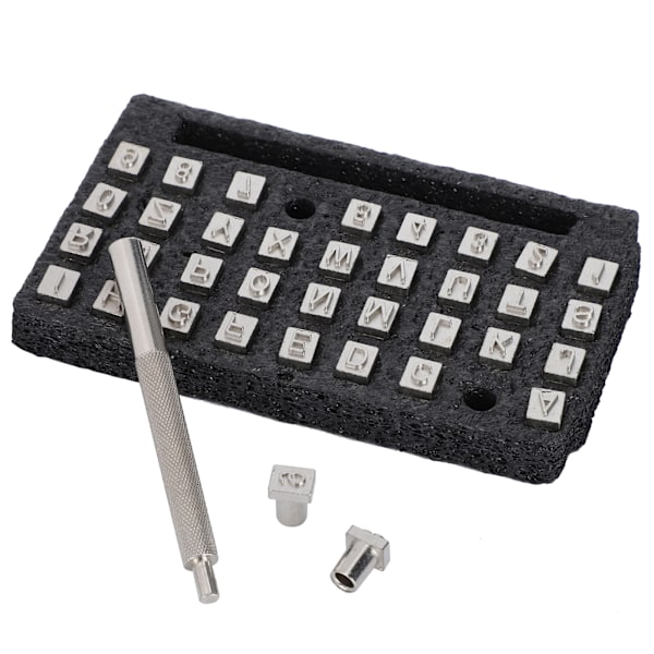 36 stk. Lærstempel mønsternummer alfabet hull carving håndverk DIY verktøy 1 stk. håndtak 6,5 mm