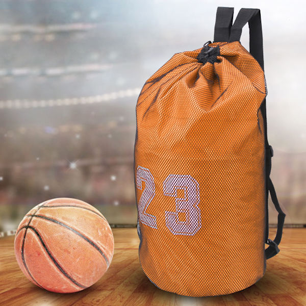 Sport Oxford Tyg Dragsko Väska Fitness Training Ryggsäck för Basket Fotboll Orange