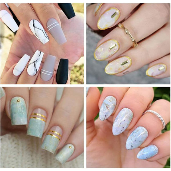 Marmor Nail Foil Transfer Sticker Nail Art Stickers Tips Wraps Folie Transfer Klæbemiddel Glitter Akryl gør-det-selv-negledekoration