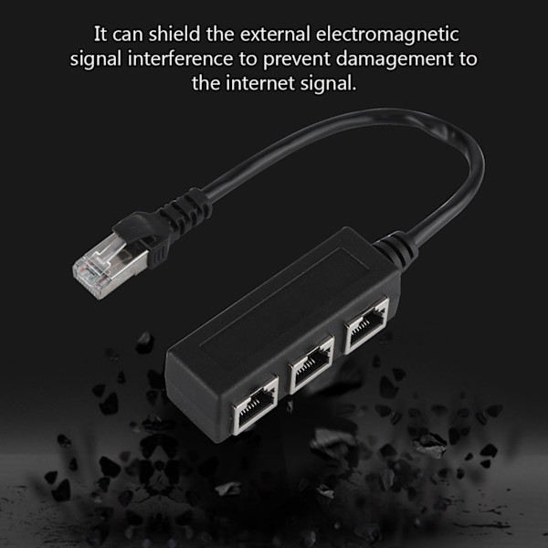 Ethernet-forlængerkabel 1 han-til-3-hun-port Overførselsstik splitter
