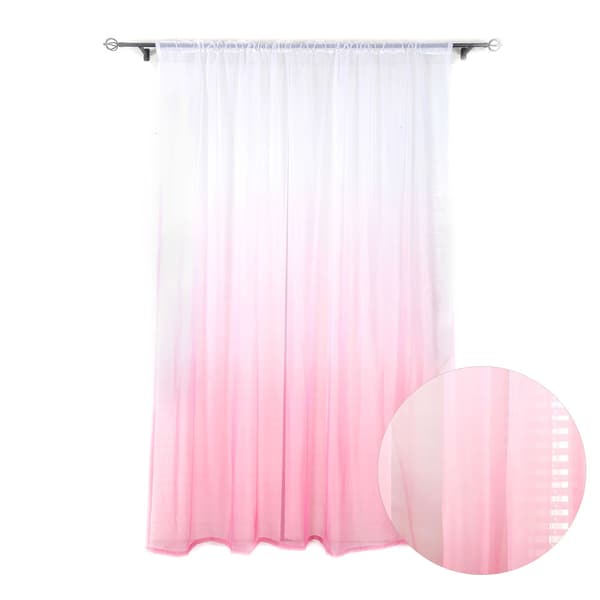 Gradient Gennemsigtig Gardin med Stanglomme til Soveværelse Altan (Pink Gradient)