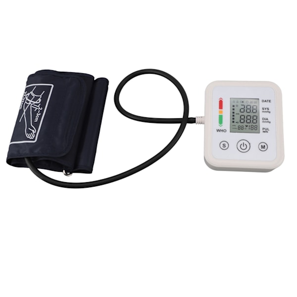 Blodtrycksmätare Överarm LCD-display Stora siffror Batteri USB-driven Automatisk BP-maskin DC6V för hemmet