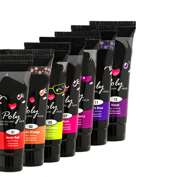 12 st 15 ml nagelförlängningsgel, smärtfri, luktfri, säker UV-nagelkonstgel för nagelsalonger