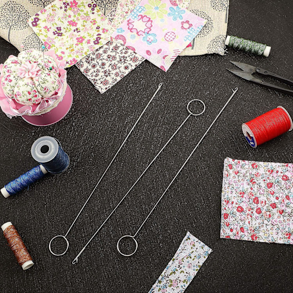 4 Stykker Sying Løkke Vender Krok Lang Løkke Vender Verktøy med Lås for Stoffbelter Striper DIY Strikketilbehør, 26,5 cm/ 10,4 Tommer