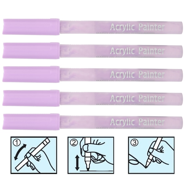 10 stk. 1100M akrylmaling tuscher farve tegnepenne til frihåndstegning DIY sten porcelæn krus glas træmaling Violet
