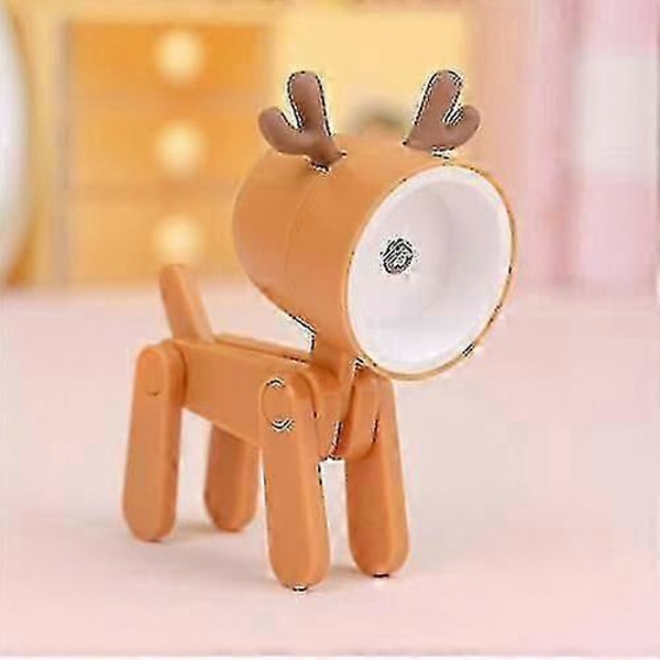 Mini Tegneserie Dyr LED Skrivebordslampe Bærbar Justerbar Sød Kæledyrs Natlampe orange hjort