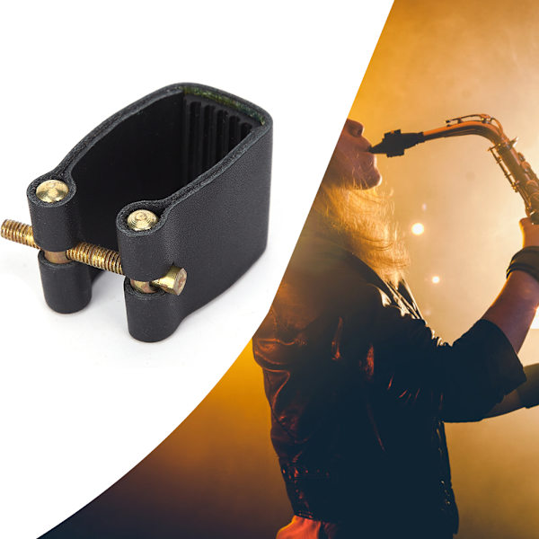 Saxofon Ligatur Sort PU Læder Metal Holdbar Musikinstrument Tilbehør C65 Alt