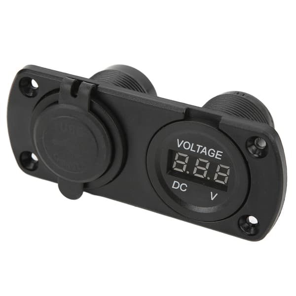 Hurtig Biloplader Spændingsmåler Dobbelt USB 12‑24V Vandtæt 2.1A Output Universal til Motorcykler Både