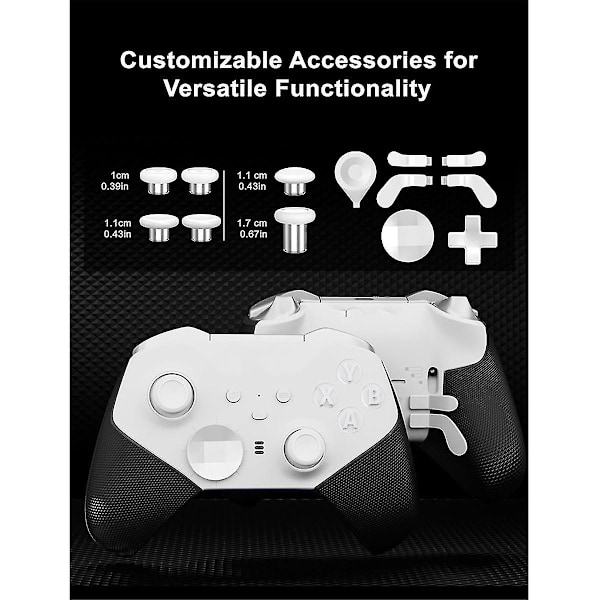 Metall Thumbsticks Joystick-kåpa kompatibel med Elite Series 2-handkontroll 6 utbytbara spakar 4 paddlar och D-Pads-tillbehör (A)-B8