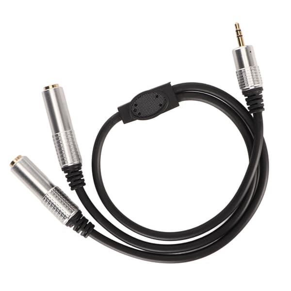 3,5 mm til dobbelt 6,35 mm kabel han til dobbelt hun Plug and Play Y-splitterkabel til mikrofonhøjttaler 0,5 m