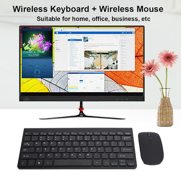 Trådlöst tangentbord Mus Set Ultra Thin Mute Mini Hemmakontor Datortillbehör 2.4G (svart)