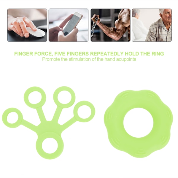 Finger Pull Ring Fingertræning Modstandsbælte Håndstyrketræner Ring Expander Lysegrøn