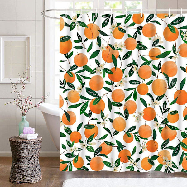 Vandtæt orange badeforhæng, 180 * 180 cm, 12 kroge medfølger